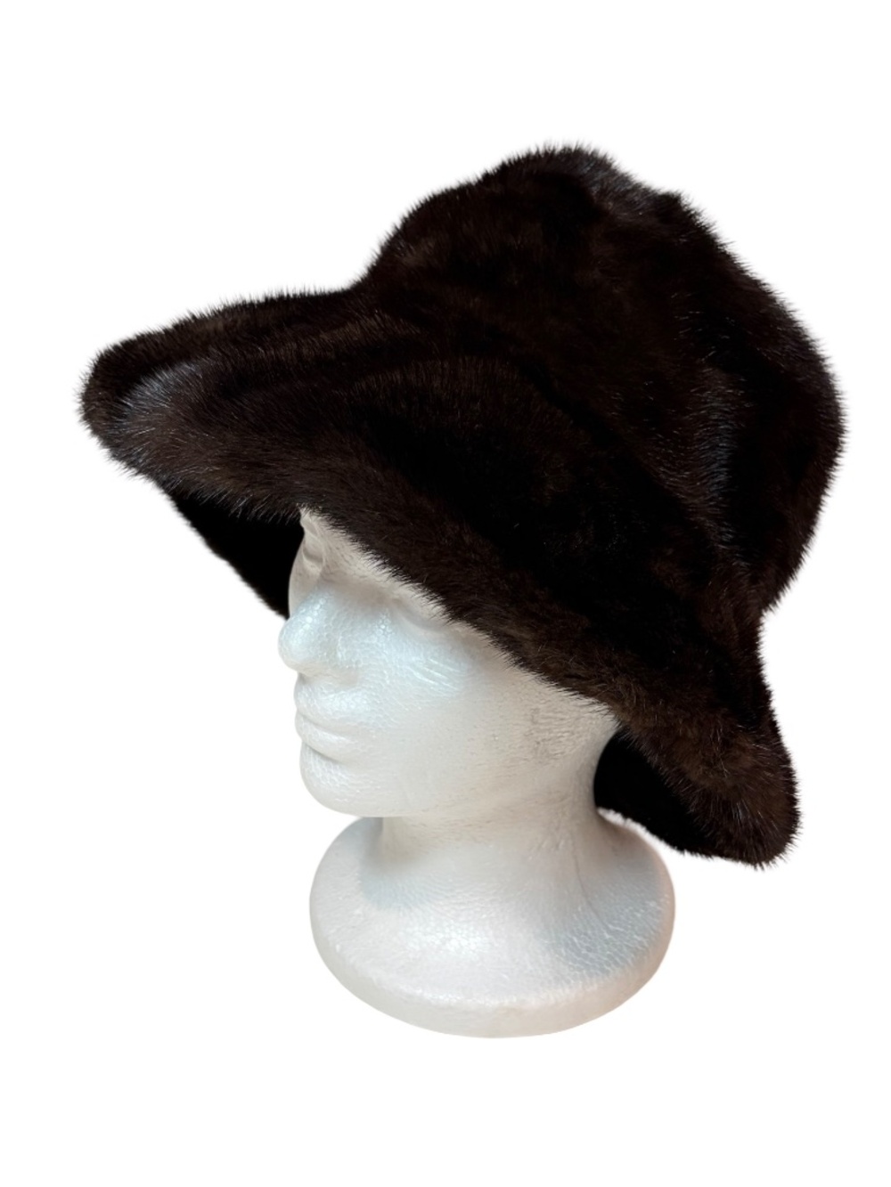 Vintage Brown Mink Fur Bucket Hat Womens - Leaf's Paris New Rochelle One Size